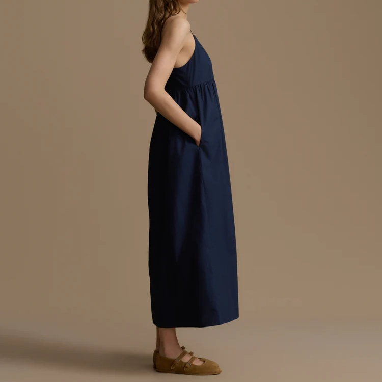 Vestido midi tirantes escote en V holgado