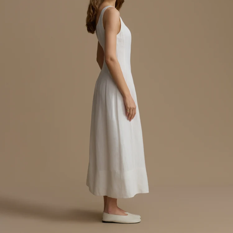 Vestido midi tirantes escote cuadrado